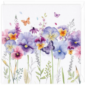 Delicate Floral Pansies Greetings Card